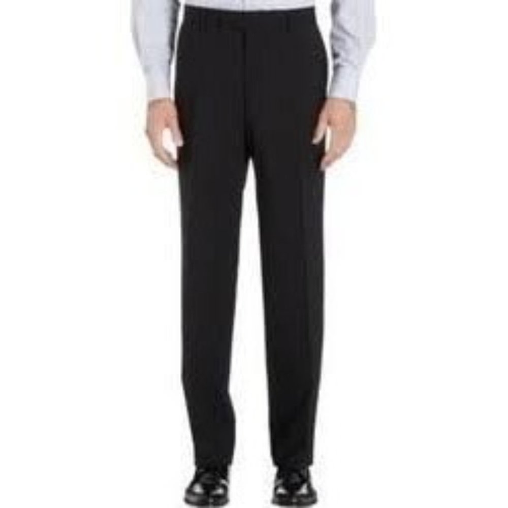 Hugo Boss James Brown Wool Flat Front Dress Pants Black 35R